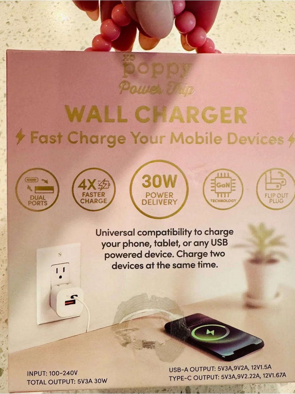 Poppy Power Trip 30W Fast Charging Wall Charger block